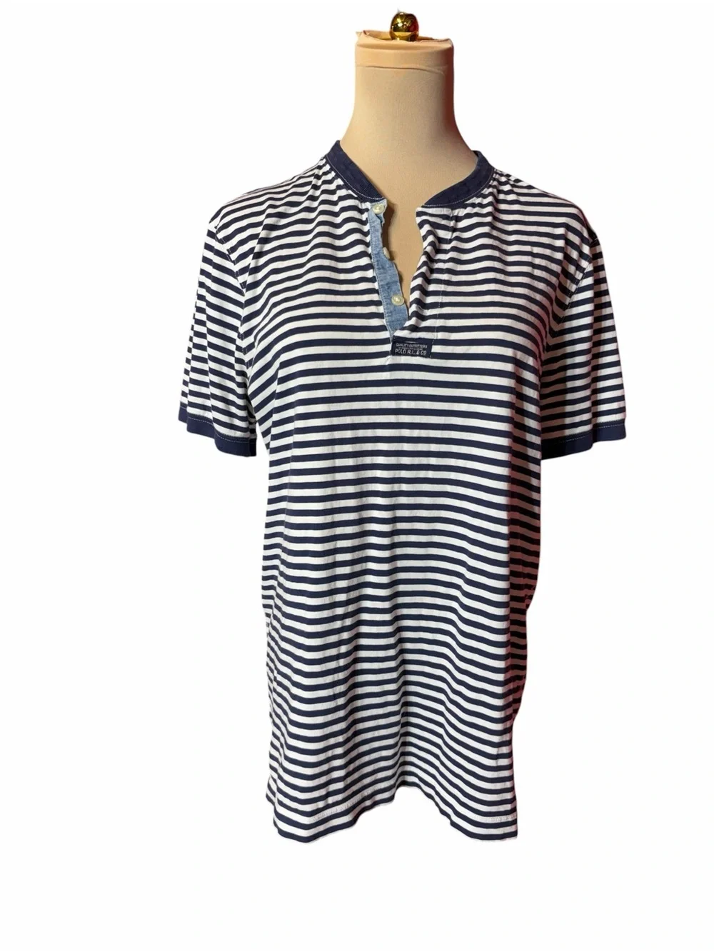 Polo by Ralph Lauren Navy & White Striped Short-Sleeve Henley